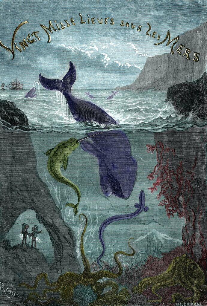 Gravure du livre de Jules Verne Vingt mille lieues sous les mers · Edouard Riou / Bridgeman Images